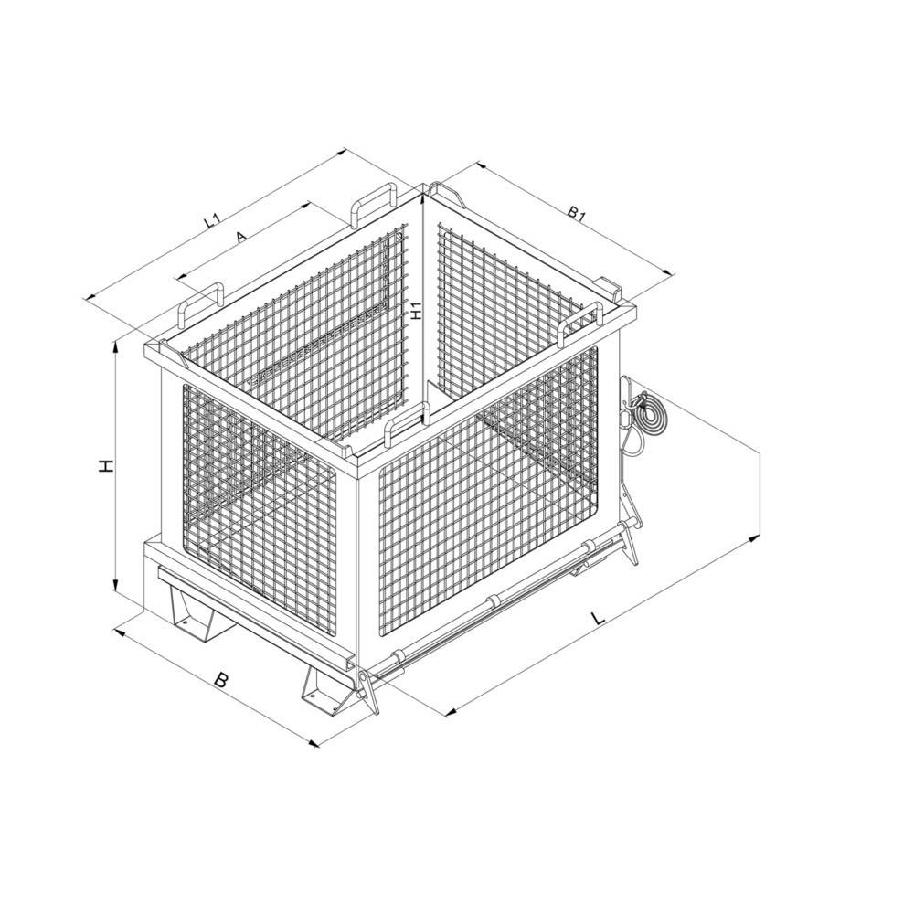 Eichinger® Gitter-Kippbehälter mit entriegelbarer Bodenklappe, 500 kg-3