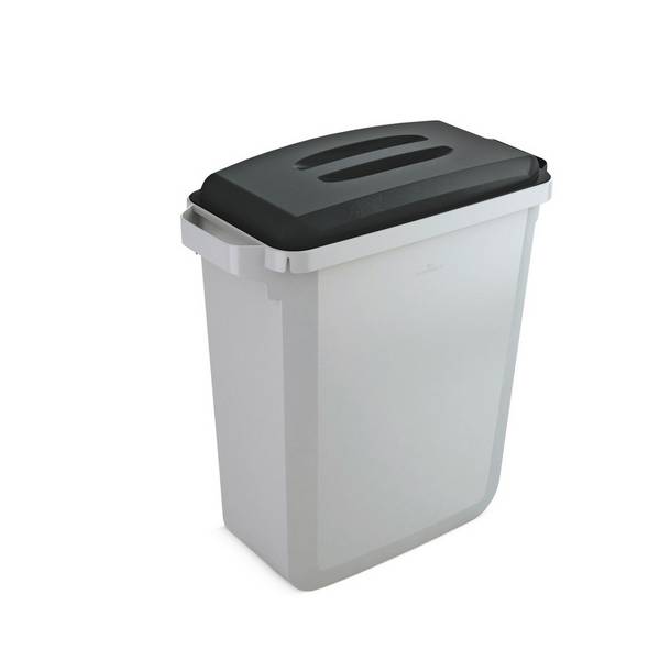 Abfall- und Wertstoffbehälter DURABIN 60 Liter, mit Deckel, PP, grau/s