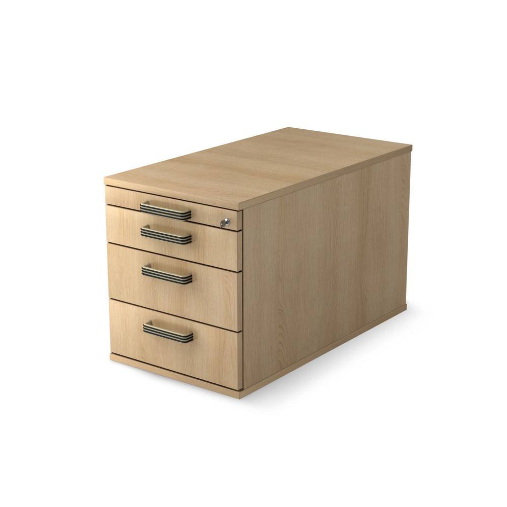 Rollcontainer Solid, 4 Schubladen mit Kunstoff-Griff, Eiche-0