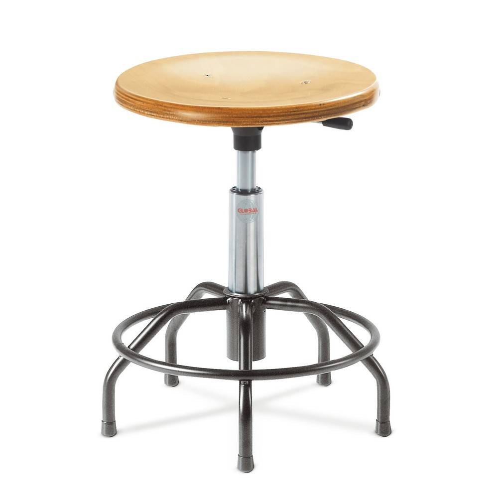Global Stole A/S Hocker, Holzformsitz, Sitzhöhe 460-590 mm, Stahlbasis-0