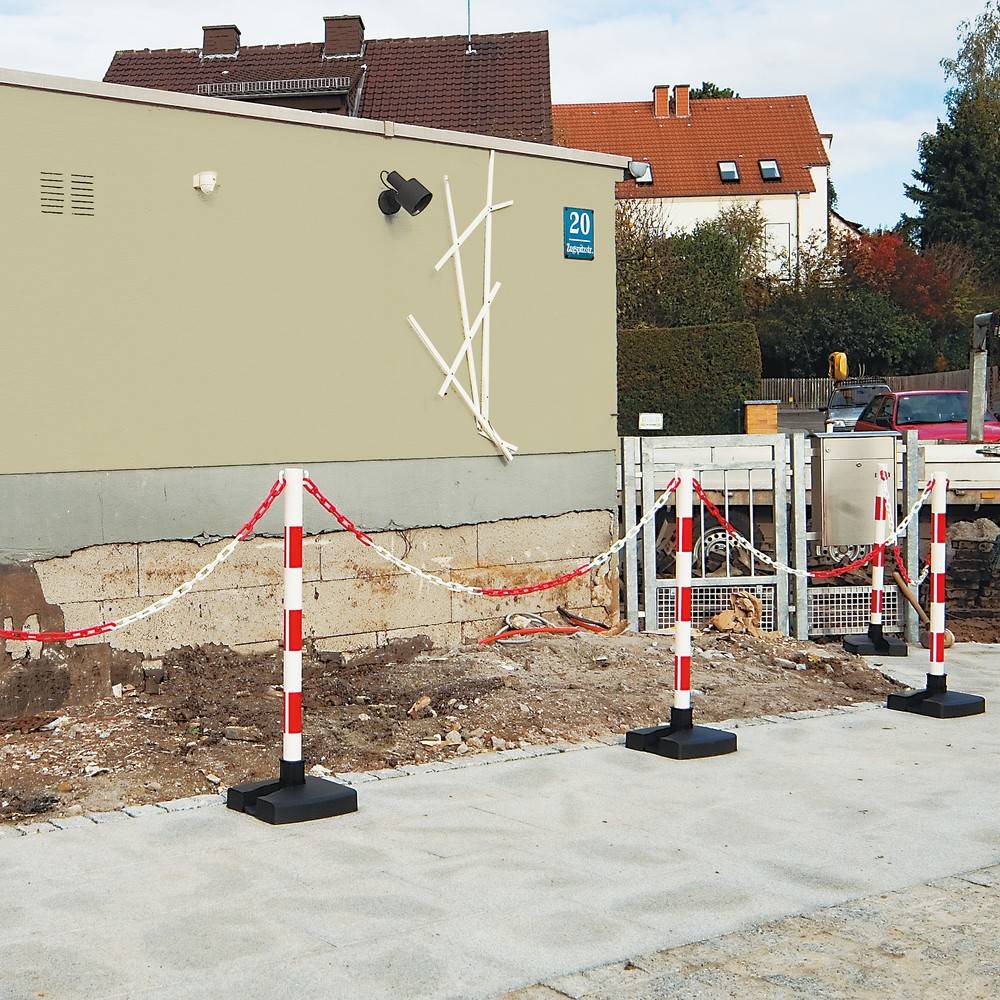 MORAVIA Kettenständer mit klappbarem Fuß, rot/weiß-4