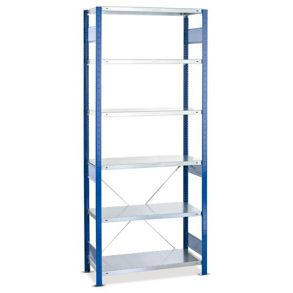SCHULTE Fachbodenregal enzianblau/verzinkt mit 6 Stahlblechböden