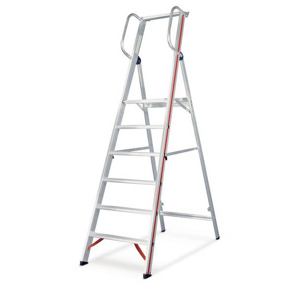 Plattformleiter mit Handlauf, klappbar, Podesthöhe ohne Geländer 1850 mm, 8 Stuf