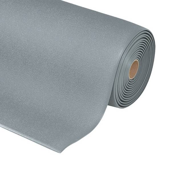 Arbeitsplatzmatte aus Vinyl, Bodenschutzmatte, Rollenware texturiert, Farbe grau, BxT 18,3 mx1220 mm, Höhe 9 mm