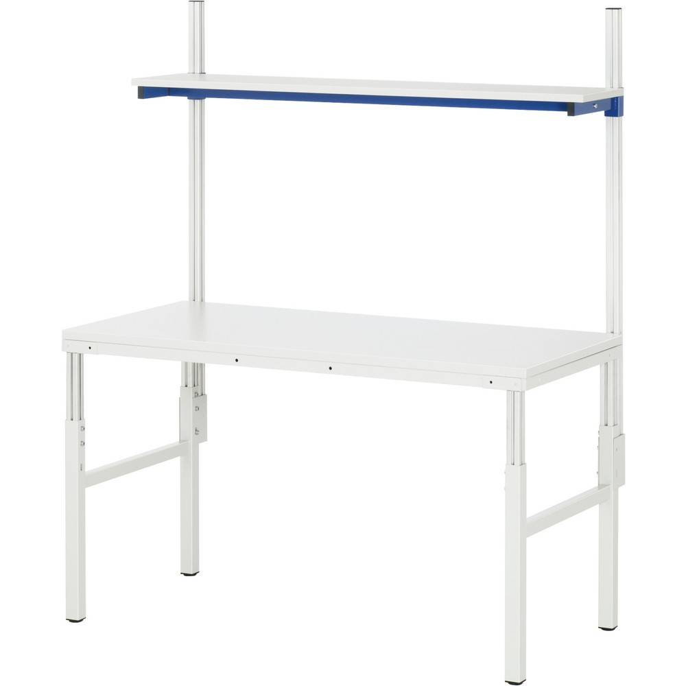 RAU Arbeitstisch Serie E, mit Etagenbord, HxBxT 650-1.000 x 1.800 x 70-0