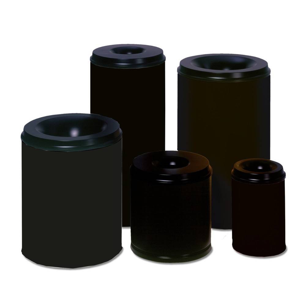 VAR Papierkorb feuersicher, 50 L, Löschkopf schwarz-1