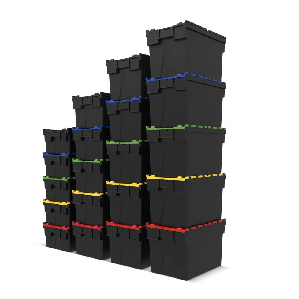 Alpha Eurobox aus PP-Regranulat mit Klappdeckel, schwarz/gelb, 77 Lite-4