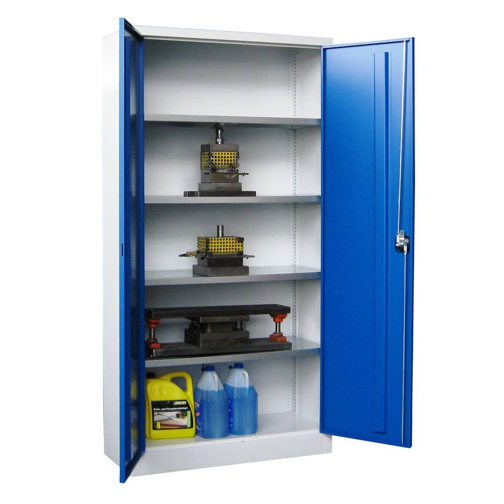 Flügeltürenschrank, 1950x1200x400 mm, 4 Böden verzinkt, RAL 7035/5012-4