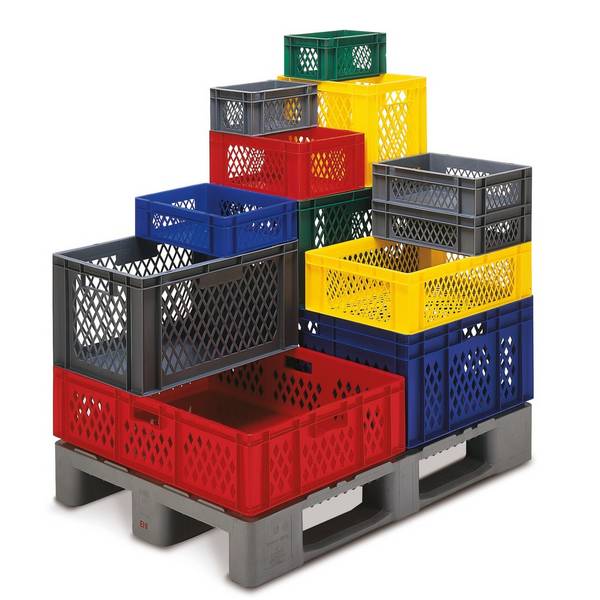 Eurobox - Eurokasten - Volumen 127 l - Boden geschlossen, Wände durchbrochen - 320 x 600 x 800 mm (HxBxT) - VE 1 Stk. -