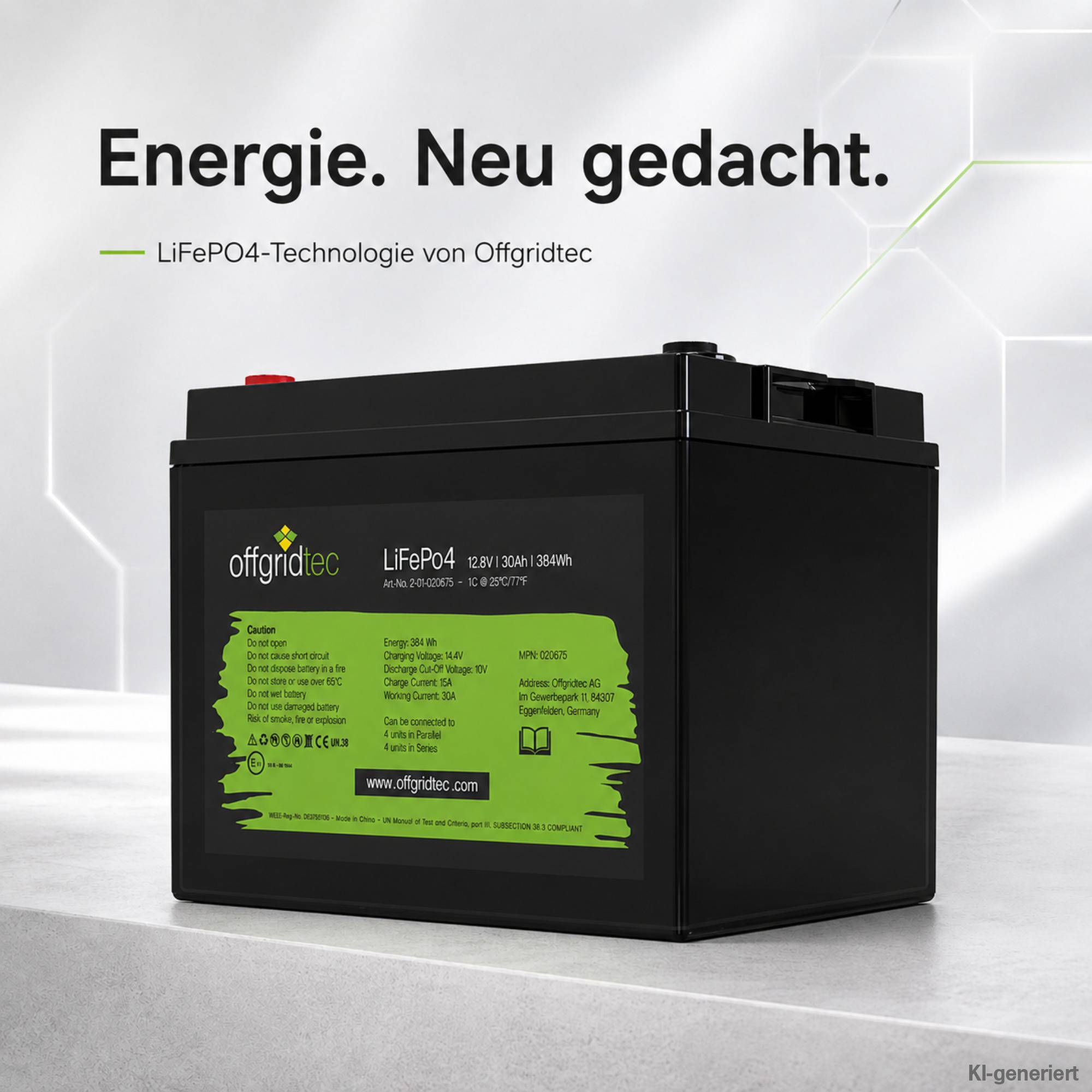 Offgridtec LiFePo4 Akku 12/30 12,8V 30Ah BMS integriert 384Wh-2