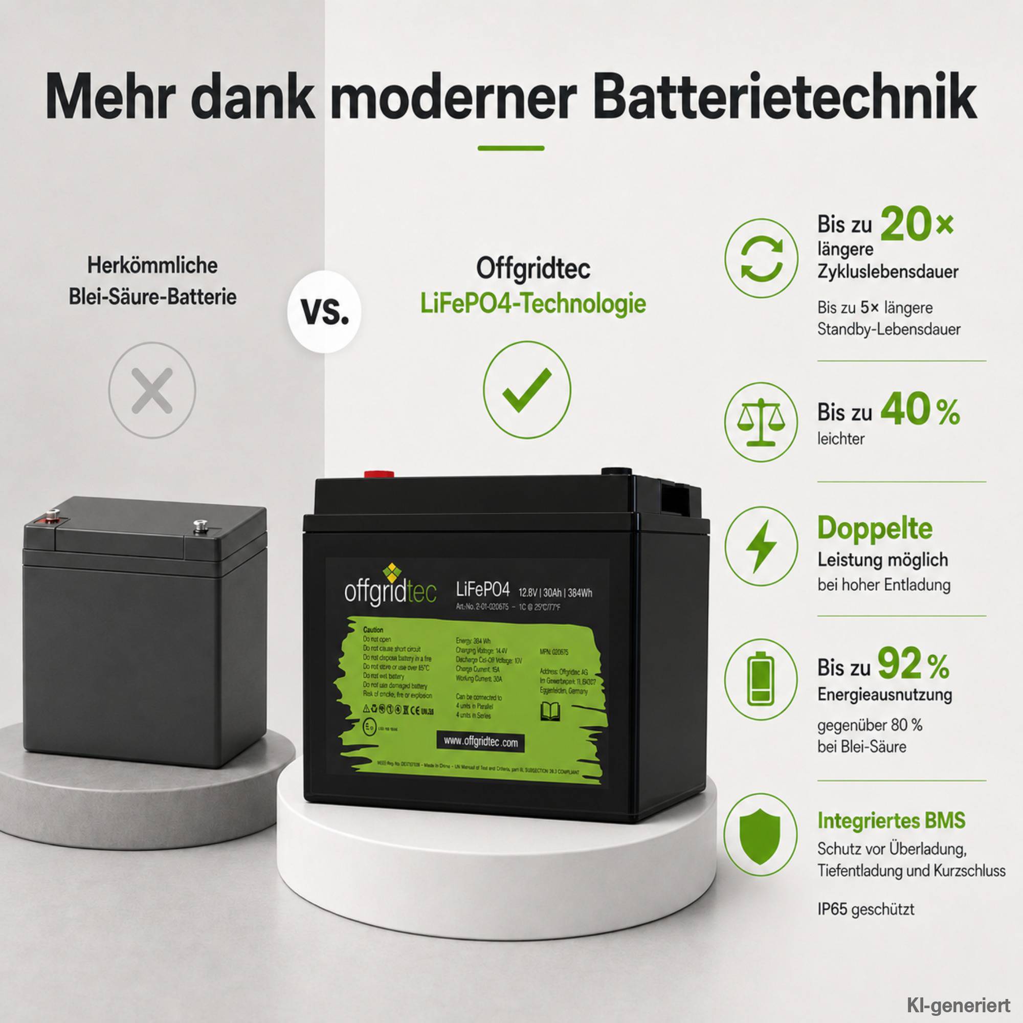 Offgridtec LiFePo4 Akku 12/30 12,8V 30Ah BMS integriert 384Wh-4