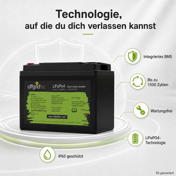 Offgridtec LiFePo4 Akku 12/50 12,8V 50Ah BMS integriert 640Wh