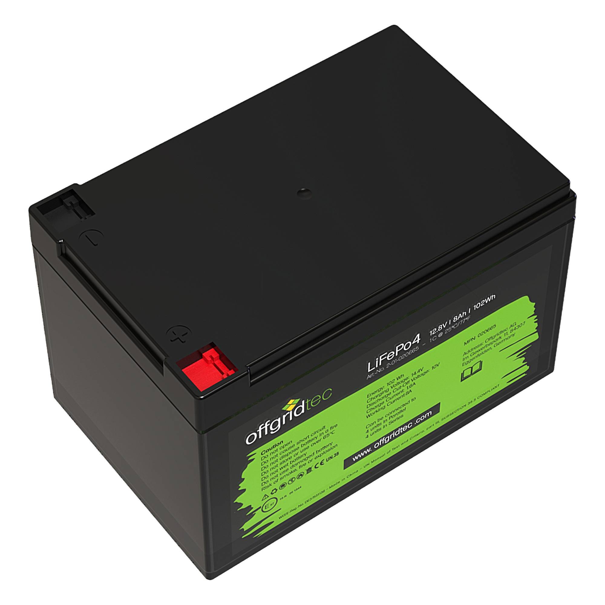 Offgridtec LiFePo4 Akku 12/8 12,8V 8Ah BMS integriert 102Wh-3