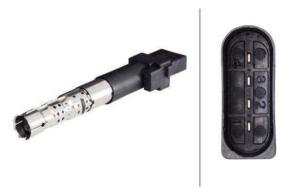 HELLA 5DA 358 000-001 Zündspule - 12V - 4-polig - Kerzenschachtzündspule - gesteckt-1