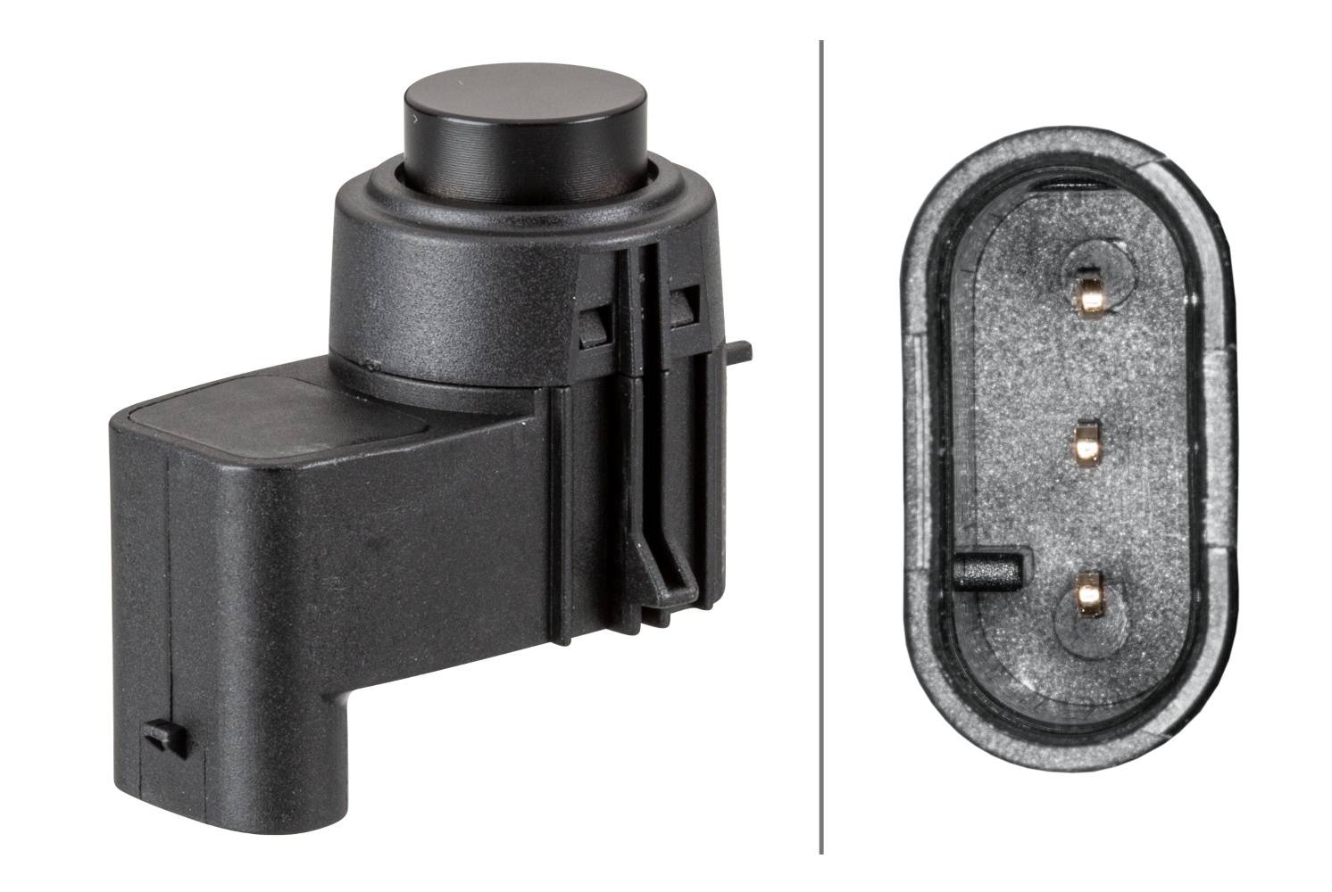 HELLA 6PX 358 141-191 Sensor, Einparkhilfe - gewinkelt - 3-polig - gesteckt - lackierbar - ohne Befe-1