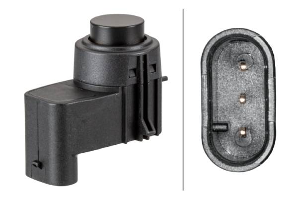 HELLA 6PX 358 141-191 Sensor, Einparkhilfe - gewinkelt - 3-polig - gesteckt - lackierbar - ohne Befe-0
