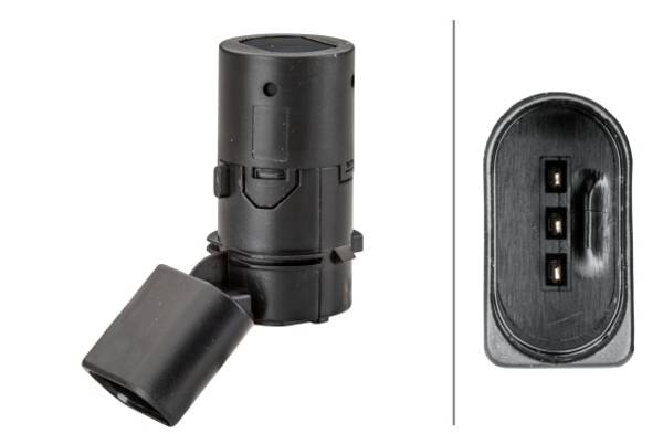 HELLA 6PX 358 141-251 Sensor, Einparkhilfe - gewinkelt - 3-polig - gesteckt - lackierbar