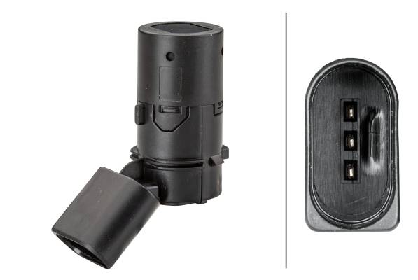 HELLA 6PX 358 141-251 Sensor, Einparkhilfe - gewinkelt - 3-polig - gesteckt - lackierbar-0