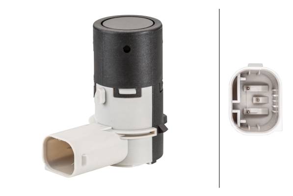 HELLA 6PX 358 141-141 Sensor, Einparkhilfe - gewinkelt - 3-polig - gesteckt - lackierbar-0