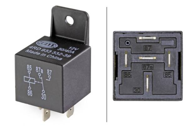HELLA 4RD 933 332-391 Relais, Arbeitsstrom - 12V - 5-polig - Wechsler - mit Halter - Menge: 1