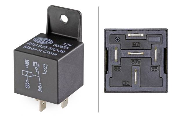 HELLA 4RD 933 332-391 Relais, Arbeitsstrom - 12V - 5-polig - Wechsler - mit Halter - Menge: 1-0