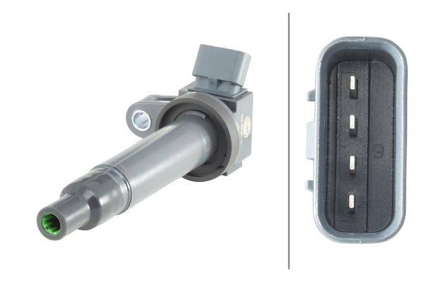 HELLA 5DA 358 057-121 Zündspule - 12V - 4-polig - Kerzenschachtzündspule - geschraubt-1