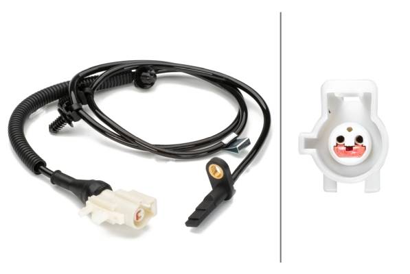 HELLA 6PU 230 040-511 Sensor, Raddrehzahl - 2-polig - hinten - Kabel: 1063mm - mit Halter-0