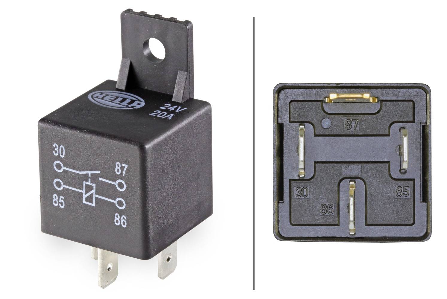 HELLA 4RA 965 400-101 Relais, Arbeitsstrom - 24V - 4-polig - Schließer - mit Halter-1