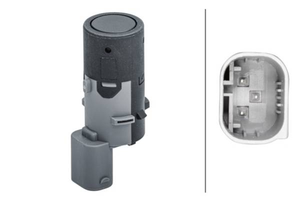 HELLA 6PX 358 141-061 Sensor, Einparkhilfe - gerade - 3-polig - gesteckt - lackierbar