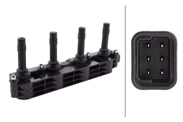 HELLA 5DA 358 000-871 Zündspule - 12V - 6-polig - Blockzündspule - geschraubt-1