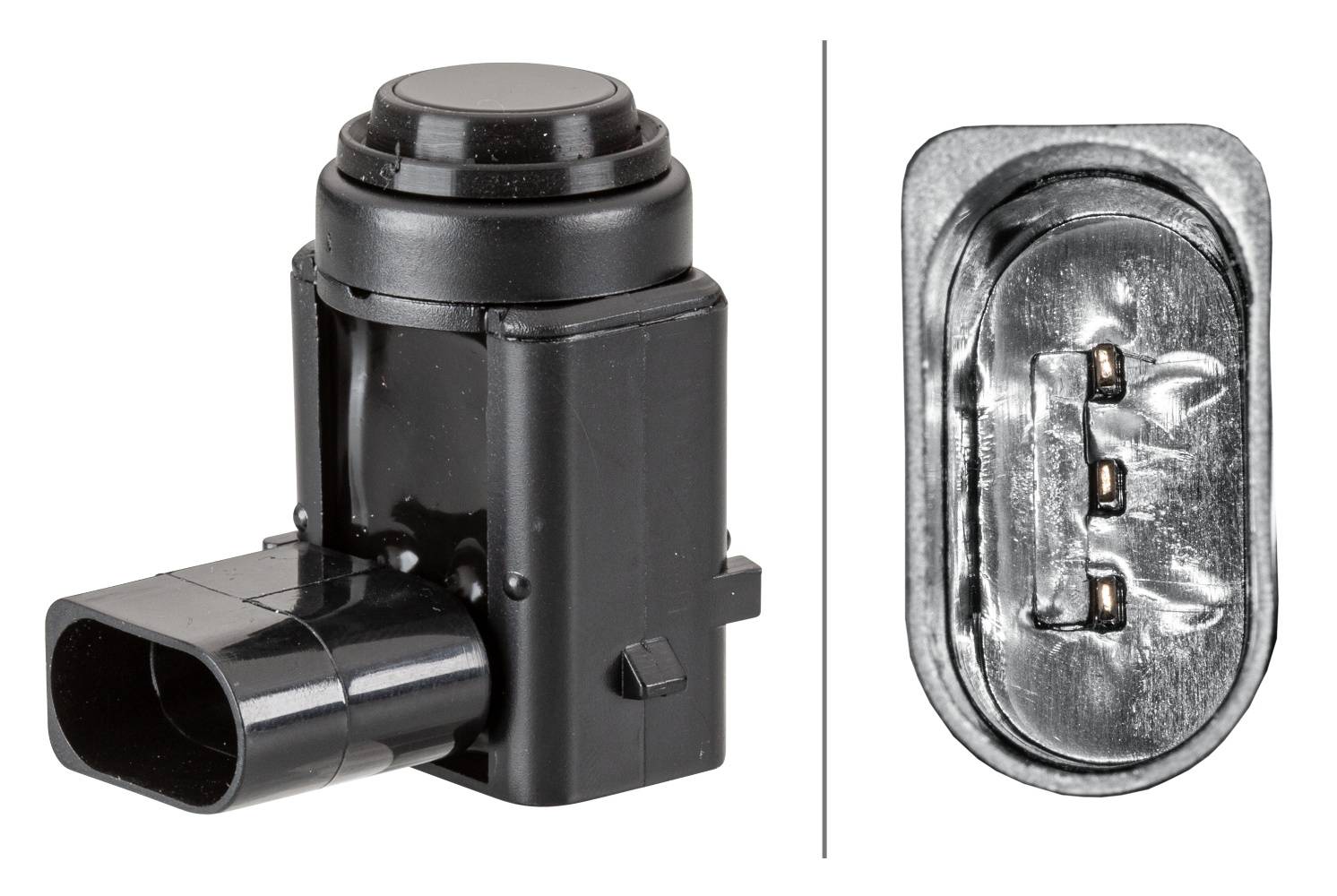 HELLA 6PX 358 141-101 Sensor, Einparkhilfe - gewinkelt - 3-polig - gesteckt - lackierbar - mit Befes-1