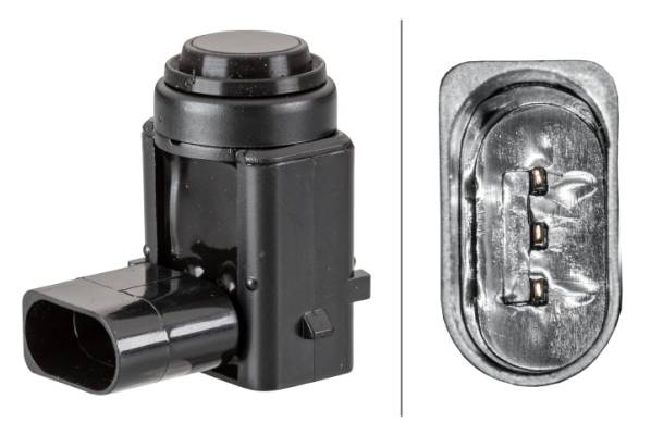 HELLA 6PX 358 141-101 Sensor, Einparkhilfe - gewinkelt - 3-polig - gesteckt - lackierbar - mit Befes-0