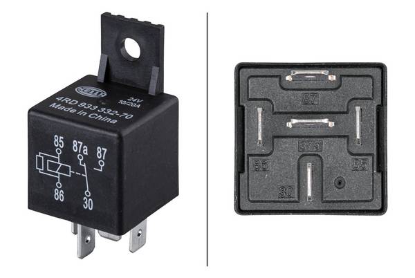 HELLA 4RD 933 332-701 Relais, Arbeitsstrom - 24V - 5-polig - Schaltbild: W2 - Stecker: B1 - Öffner/S