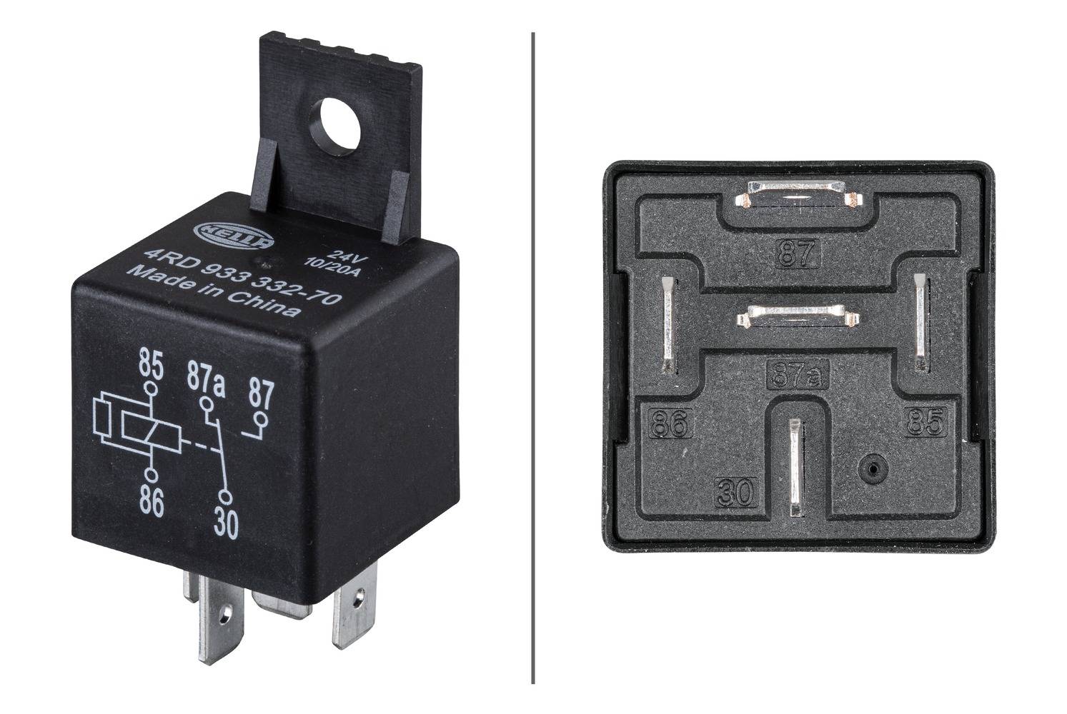 HELLA 4RD 933 332-701 Relais, Arbeitsstrom - 24V - 5-polig - Schaltbild: W2 - Stecker: B1 - Öffner/S-0