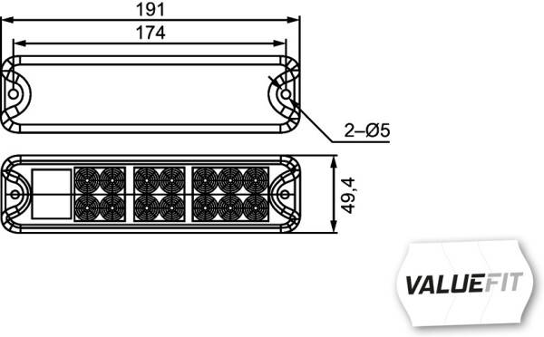 HELLA VALUEFIT Heckleuchte - - LED - 12/24V - rechts/links - 2VA 357 021-001-1
