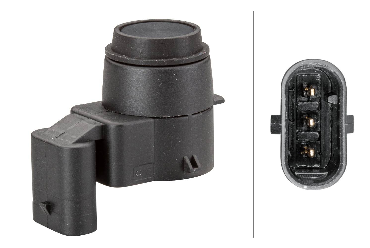 HELLA 6PX 358 141-021 Sensor, Einparkhilfe - gewinkelt - 3-polig - gesteckt - lackierbar - mit Befes-1