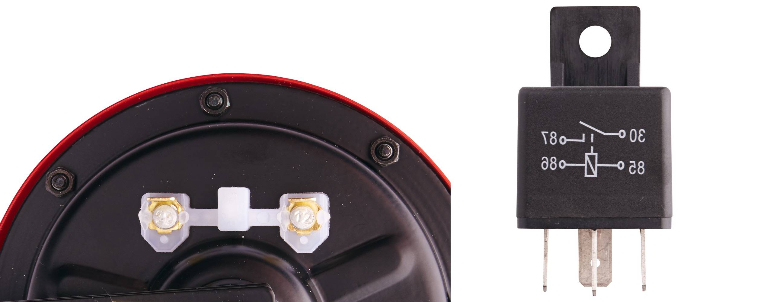 HELLA 3AG 003 399-801 Horn - B133 - 12V - Frequenzbereich: 300/500Hz - Starkton - Gehäusefarbe: rot/-3