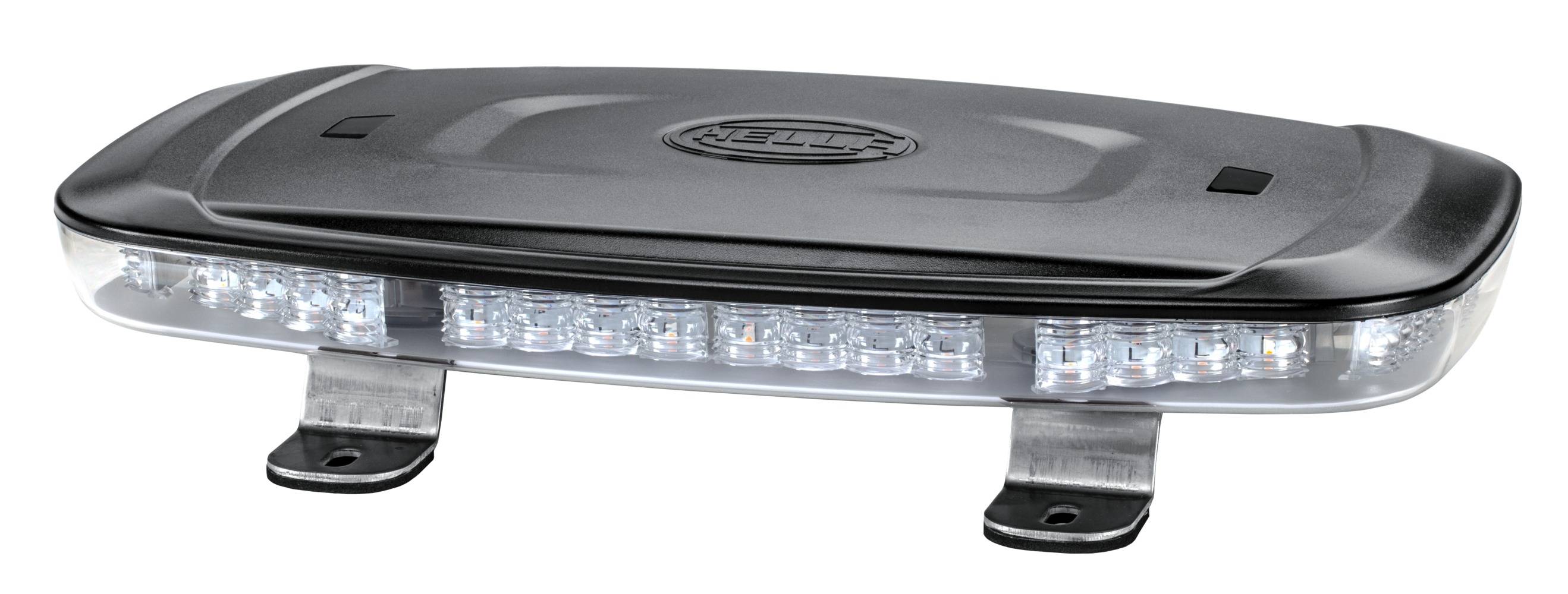 HELLA 2RL 014 565-011 LED-Warnleuchte - Mini Lightbar - 12/24V - glasklar - gelb - Kabel: 500mm - An-1