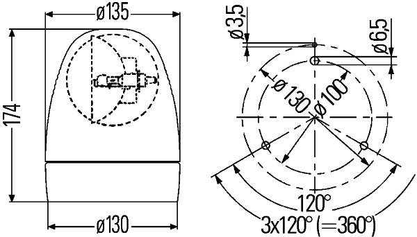HELLA 2RL 007 337-121 Halogen-Rundumkennleuchte - KL Rotafix - 12V - Magnetbefestigung - blau - 2-po-0