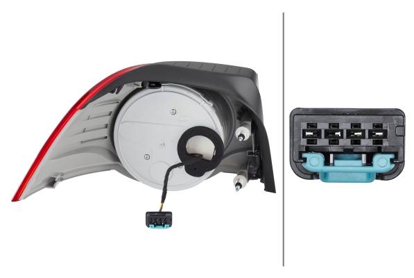 HELLA 2VA 009 246-101 Heckleuchte - LED - glasklar/rot - äusserer Teil - rechts - für u.a. VW Eos (1-1