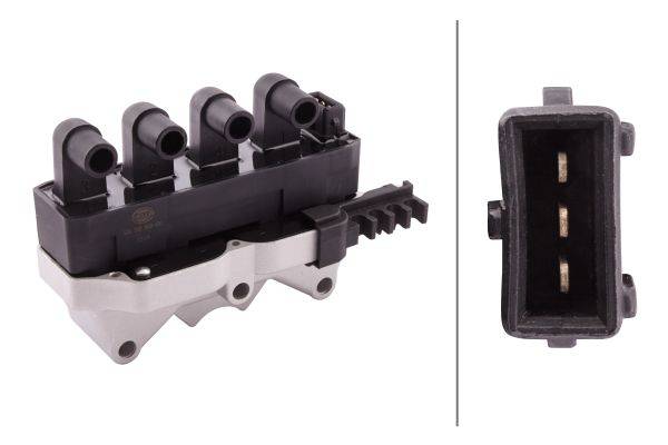 HELLA 5DA 358 000-491 Zündspule - 12V - 3-polig - Blockzündspule - geschraubt-1