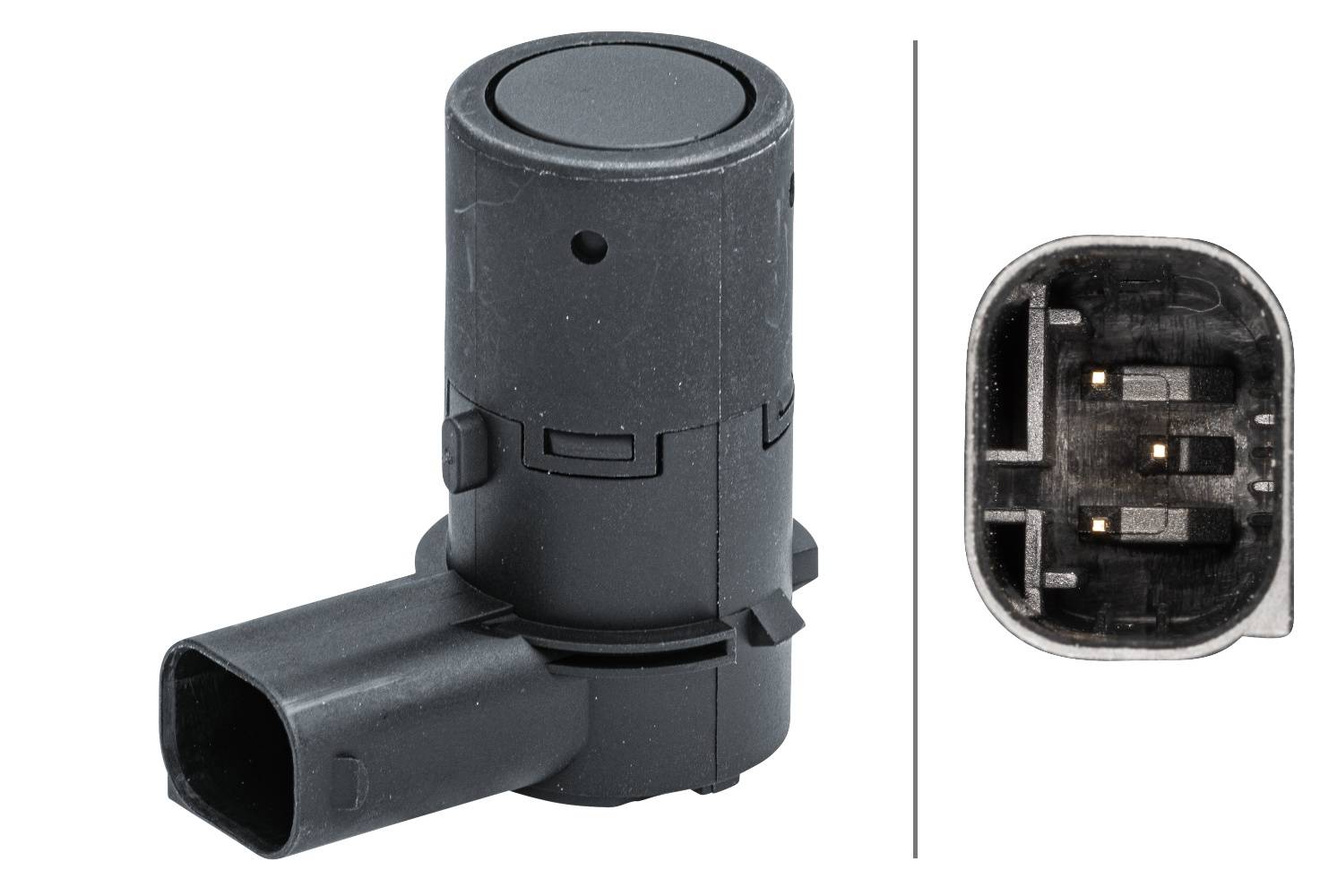 HELLA 6PX 358 141-301 Sensor, Einparkhilfe - gewinkelt - 3-polig - gesteckt - lackierbar-1