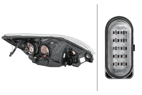 HELLA 1EE 354 257-011 Halogen-Hauptscheinwerfer - links - für u.a. Ford Focus II (Da_, Hcp, Dp)-1
