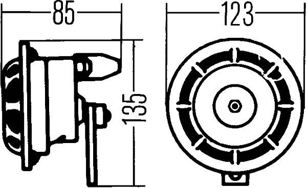 HELLA 3AF 003 399-071 Horn - B133 - 24V - 118dB(A) - Frequenzbereich: 500Hz - Hochton/Starkton - Geh-2
