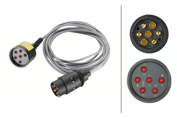HELLA 8PD 004 509-001 Prüfgerät, Anhängersteckdose - 12V - 7-polig - Länge: 5m - DIN/ISO: 1724 - mit