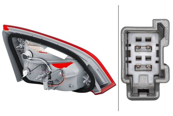 HELLA 2NR 354 828-101 Heckleuchte - Glühlampe - innerer Teil - rechts - für u.a. Ford Focus III Turn-1