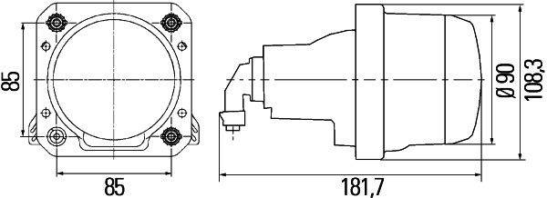 HELLA 1BL 009 999-001 DE/Halogen-Hauptscheinwerfer - 90mm Performance - 12V - rund - Einbau - gehärt