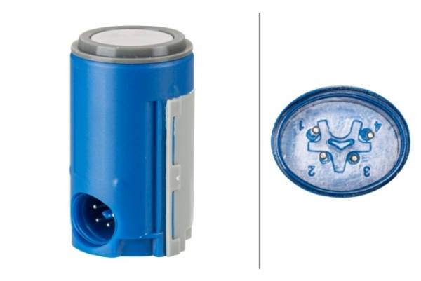 HELLA 6PX 358 141-291 Sensor, Einparkhilfe - gerade - 4-polig - gesteckt - lackierbar - mit Befestig