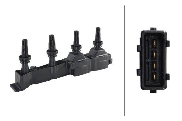 HELLA 5DA 193 175-461 Zündspule - 12V - 4-polig - inkl. Zündkerzenstecker - geschraubt-1