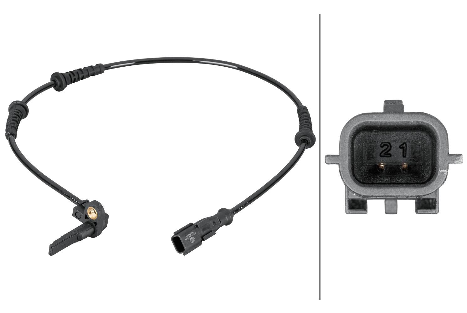 HELLA 6PU 012 806-941 Sensor, Raddrehzahl - 2-polig - Vorderachse beidseitig - Kabel: 615mm-1